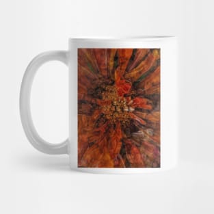 zinnia flower bloom in orange and gold coloured Mug